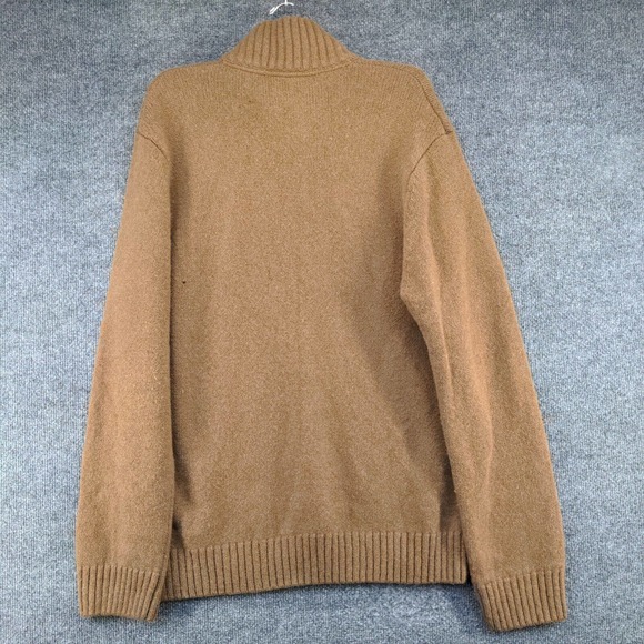 Timberland Men's 1/4 Zip Pullover Knit Sweater Brown XL Chest Stripe Lambswool - Picture 5 of 13